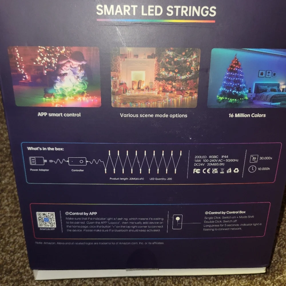 LOYCCO Smart LED String Lights - 200 RGBIC Multi-Color